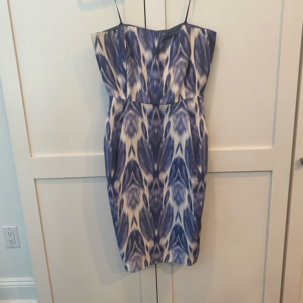 JCREW Collection Silk Blue and White Dress
